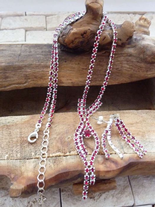 Okazja! Piękny komplet bizuterii wieczorowej-czeskie kryształy