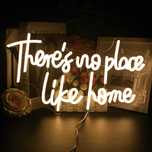 Neon LED Dekoracyjny THERES NO PLACE LIKE HOME Biały Ściem 42x24cm USB