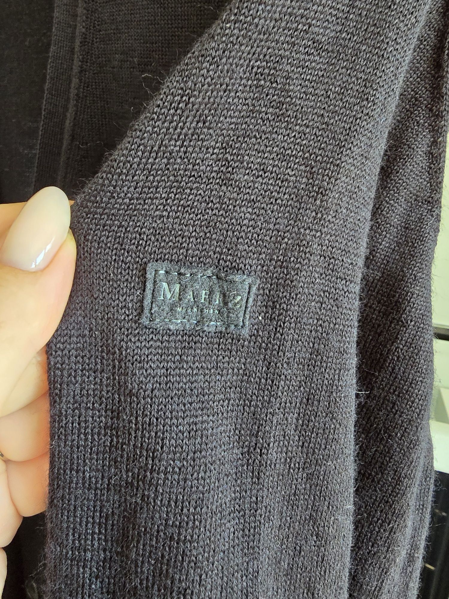 Kardigan męski merino wełniany klasyczny czarny sweter