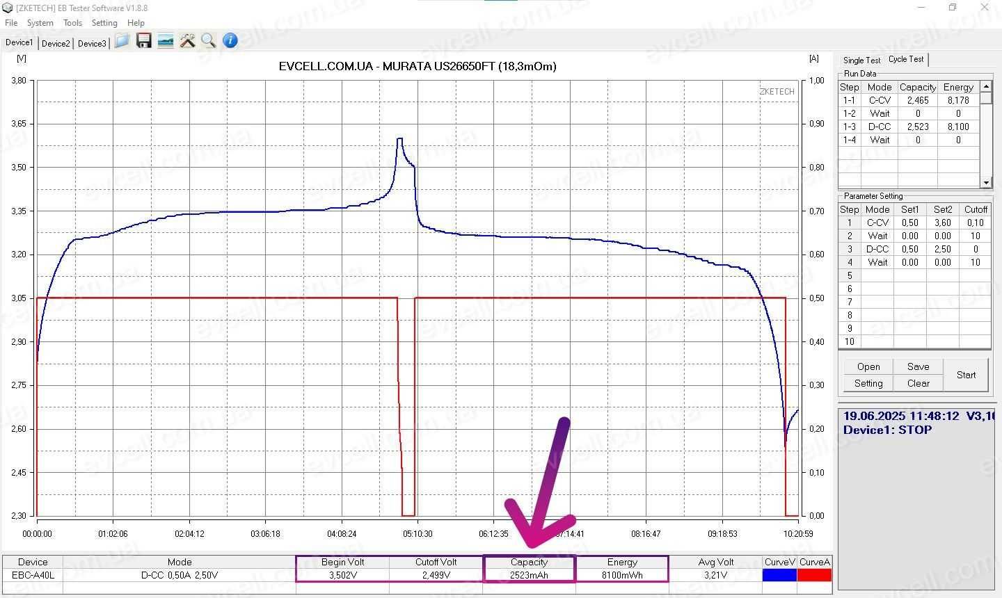 Акумуляторний елемент 3Ah 9.6Wh LiFePo4 Sony Murata U26650FT