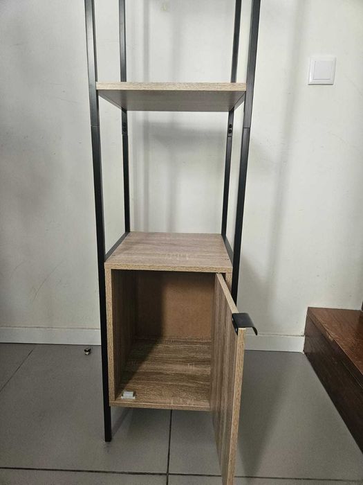 Estante ALIAJ castanho com prateleiras e porta 176x35cm como nova