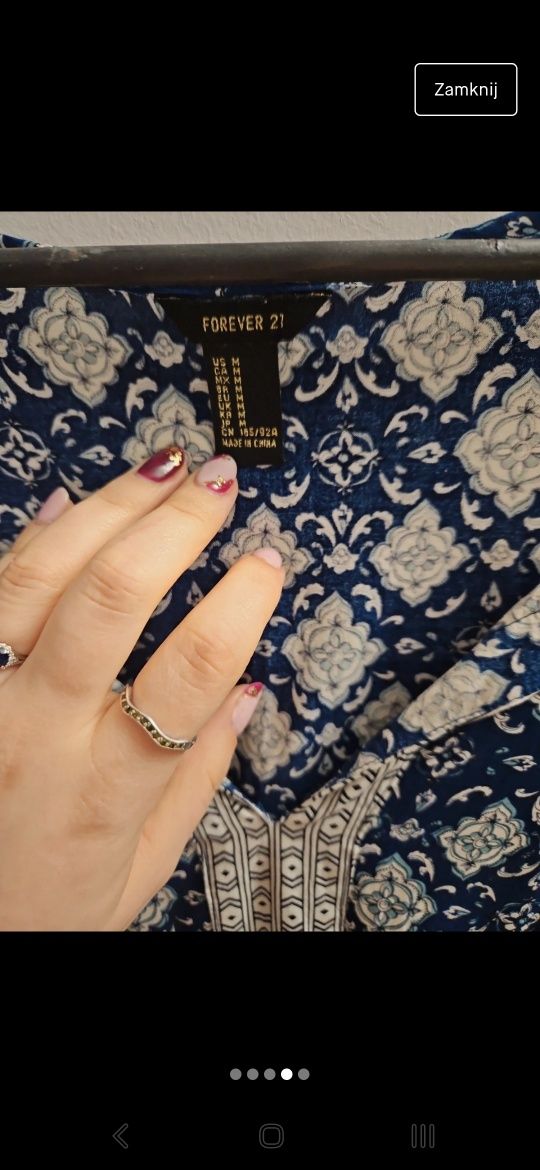 Granatowa sukienka, boho, zwiewna Forever21