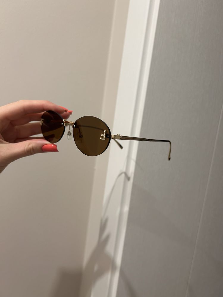 Nowe hitowe okulary przeciwsłoneczne damskie brązowe okrągłe f fendi