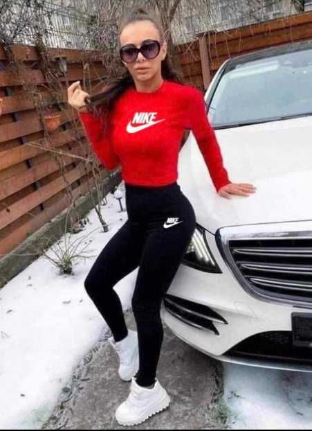 Nike komplet koszulka z długim rękawem + leginsy