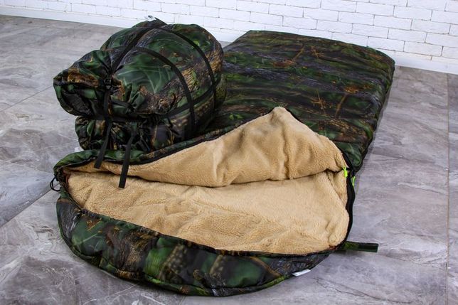 Зимний спальный мешок 2в1 на меху, широкий спальник трансформер