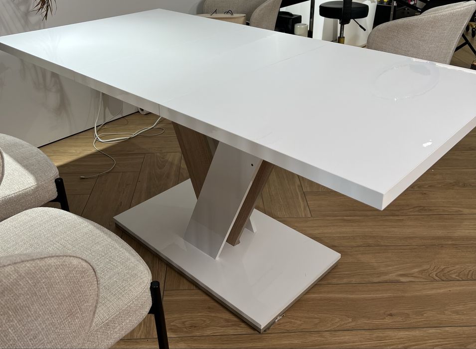 Stół biały rozkładany – 120/160 x 80 cm, wys. 76 cm