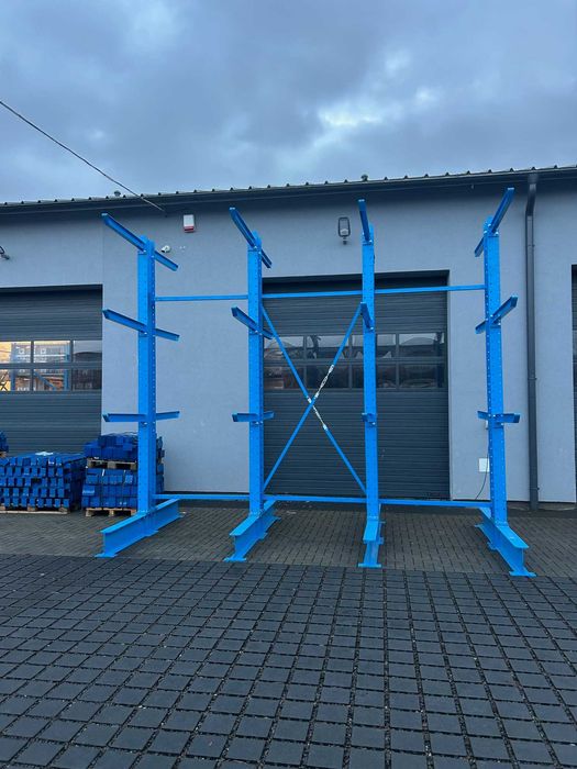 REGAŁ REGAŁY WSPORNIKOWE dwustronne H400cm ramię 110cm drewno dłużyce