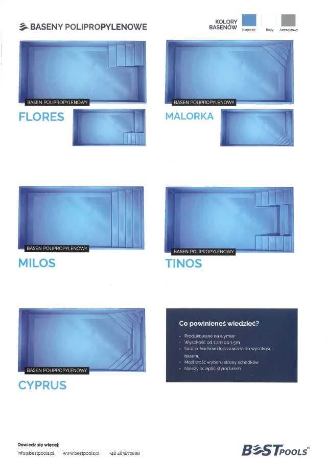 Ogrodowy basen polipropylenowy Flores II 10x3x1.5m - marka Bestpools