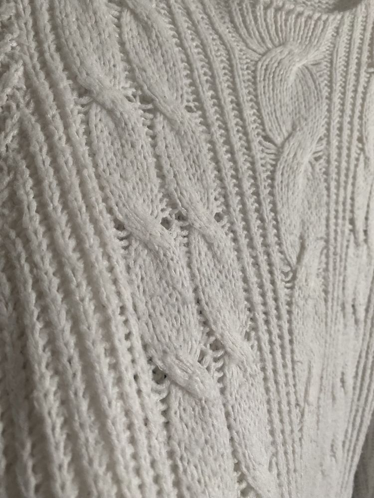 Sweter Cubus warkocz biały XL