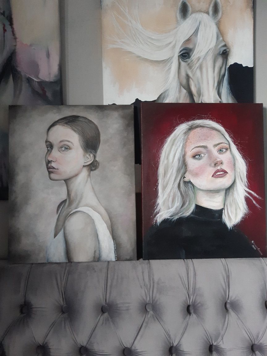 Portret ręcznie malowany.