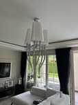 Duża Lampa wisząca AZzardo 3 BIG srebrna biale klosze