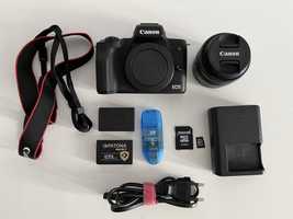 Canon m50 mark II, kit 15-45, torba na aparat, mikro SD 16gb, adapter