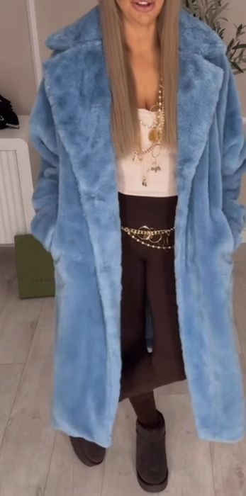 Płaszcz futrzany teddy futro futerko misiu