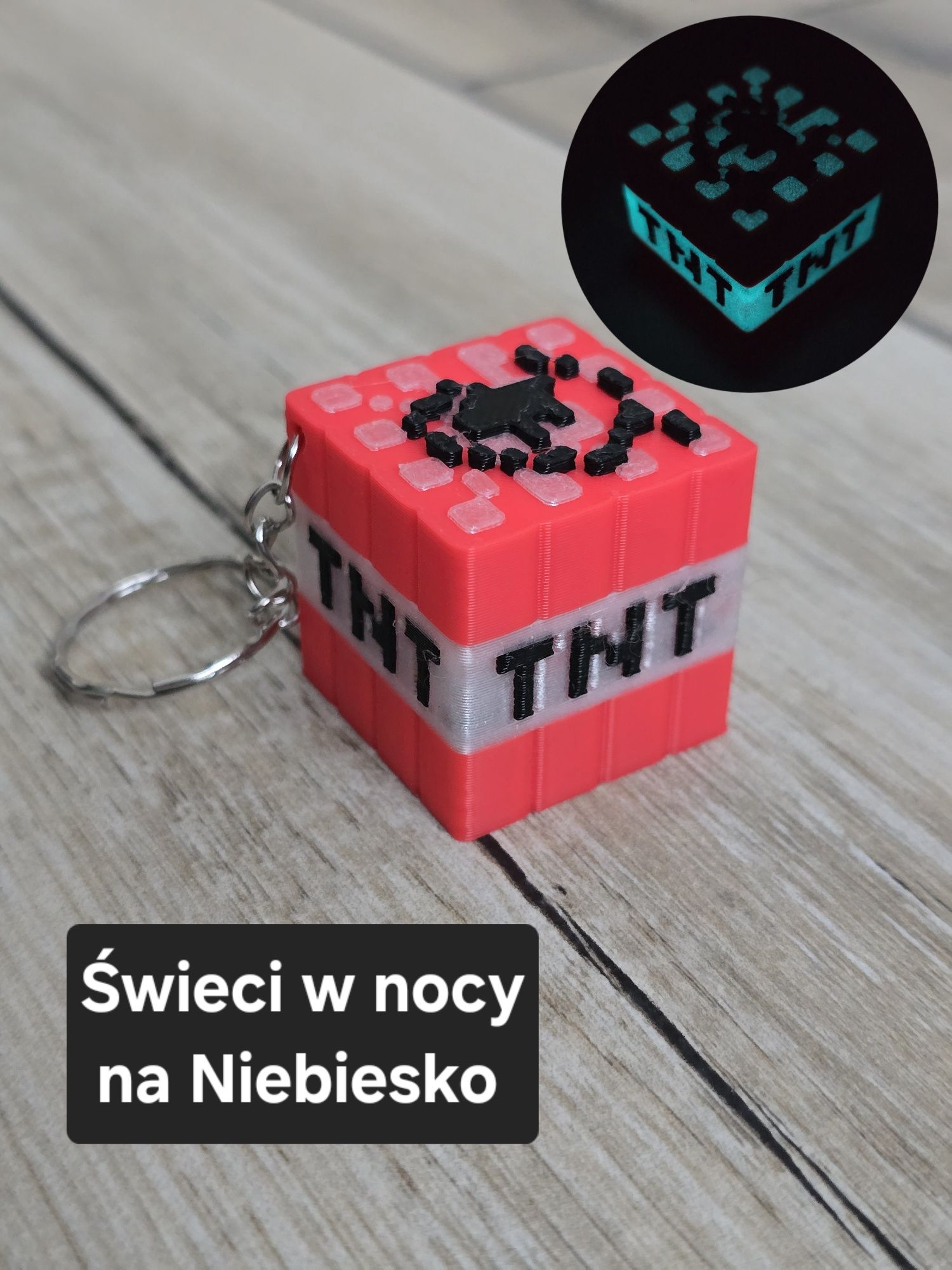Brelok Minecraft TNT - Świeci w nocy! - Druk 3D Keychain mixGadzet