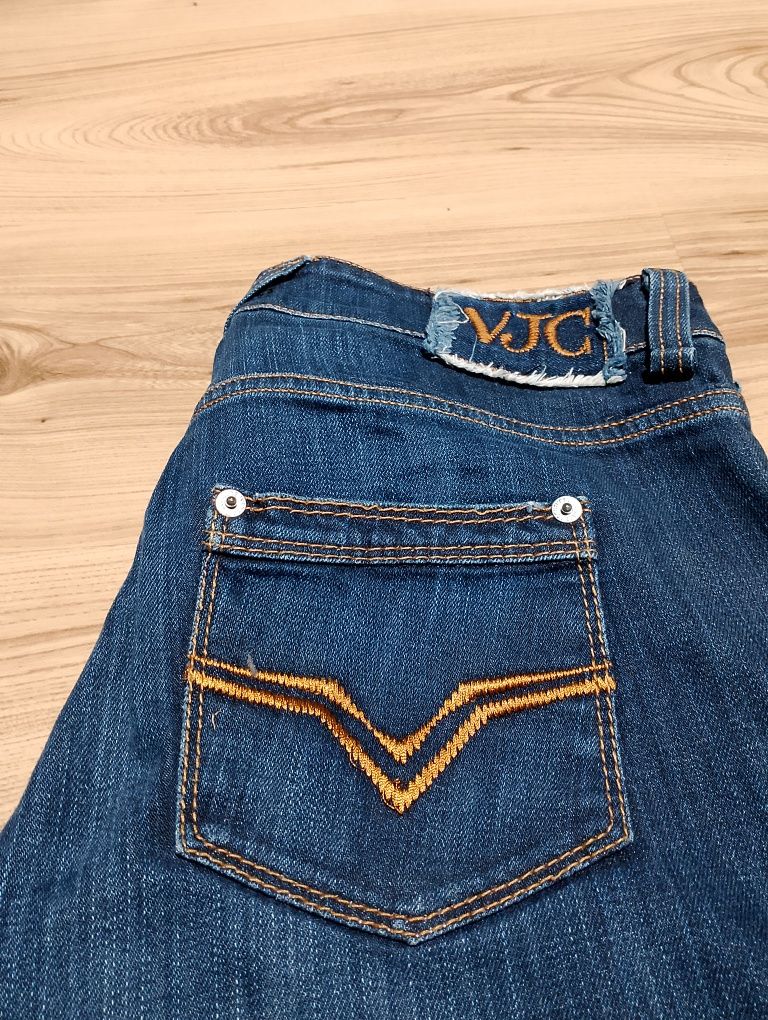 Granatowe Damskie Spodnie Jeansowe Dżinsowe Versace Jeans Couture