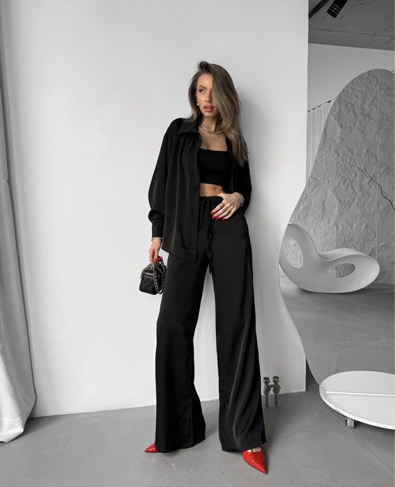 Костюм сорочка та штани атласний