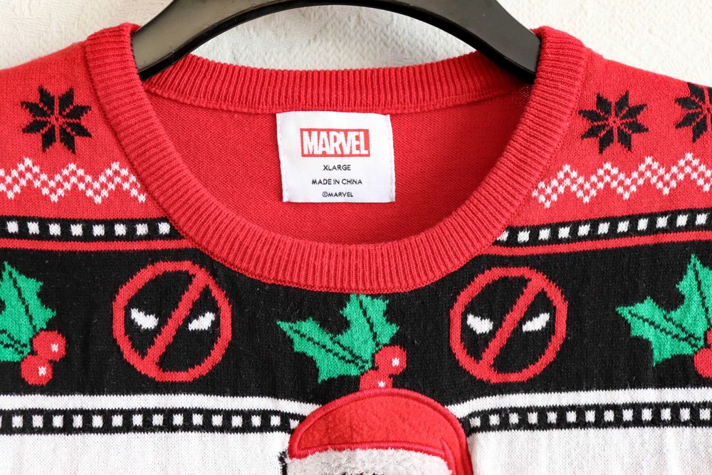 Чоловічий светр новорічний Дедпул Deadpool червоний санта світер XL