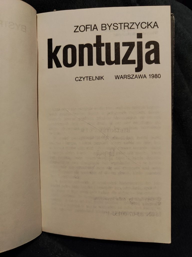 Książka: Kontuzja - Zofia Bystrzycka