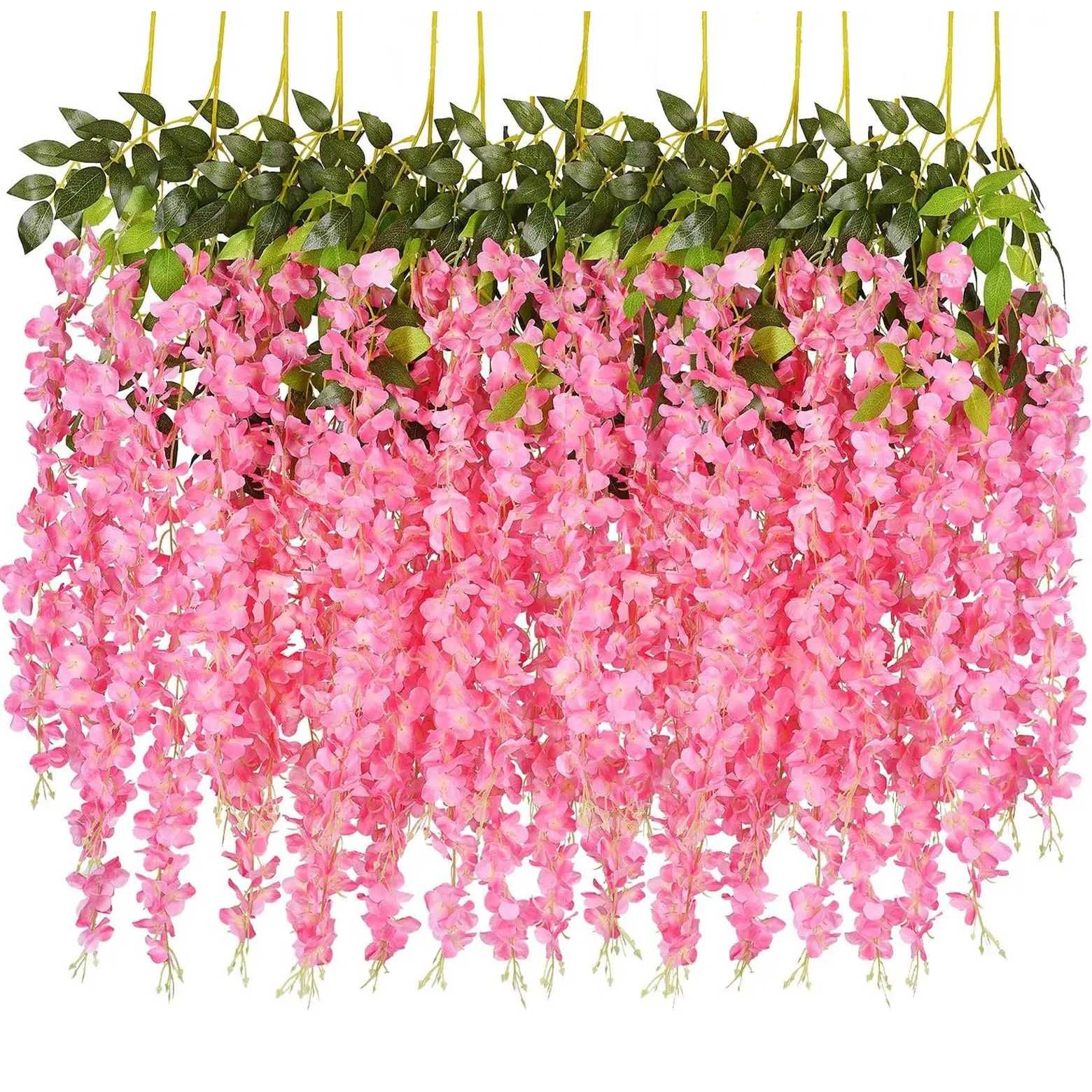 Sztuczne Kwiaty Wisteria Glicynia Girlanda Różowa Zestaw 12 sztuk