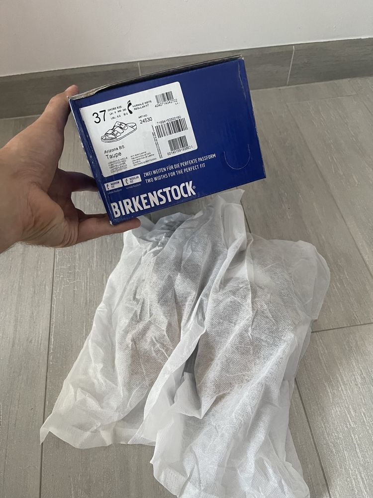 Damskie Klapki Sandały Birkenstock Arizona Soft Taupe roz 37 - Nowe !