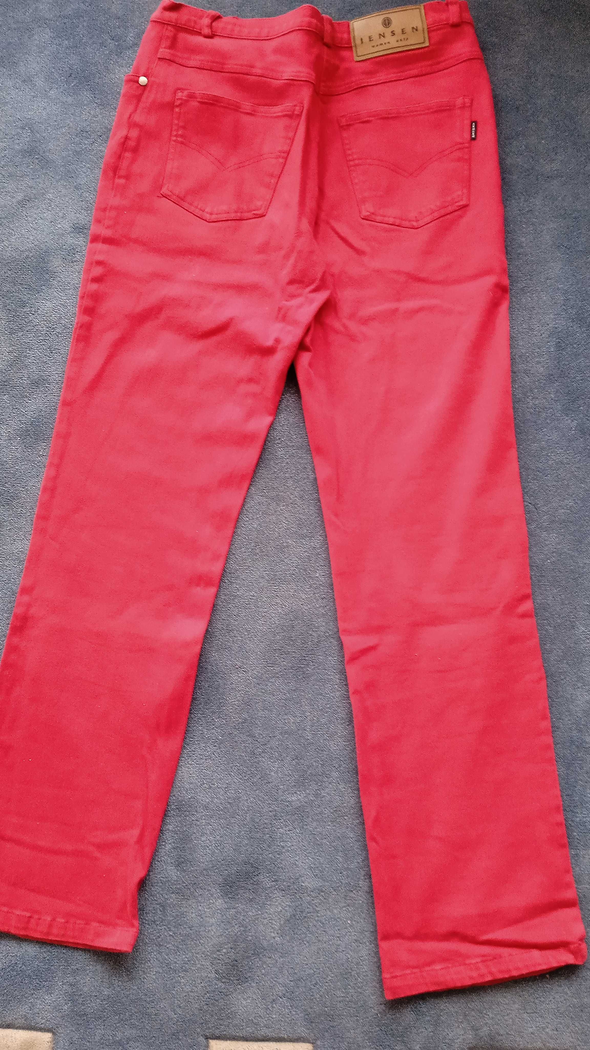 Spodnie damskie JEANSEN, rozmiar 38, czerwone.