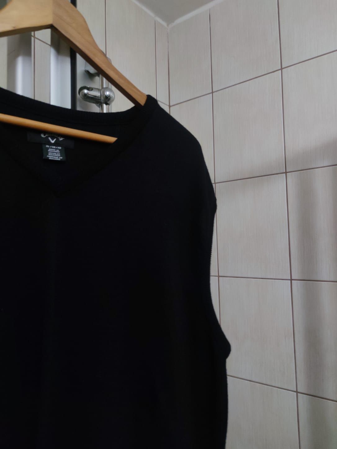 bezrękawnik XL Wełna merino merynos Callaway sweterek z dekoltem w ser