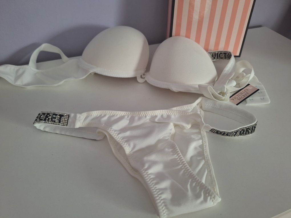 Nowy victoria's secret Komplet bielizny stanik stringi 80C