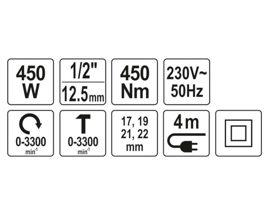 ELEKTRYCZNY Klucz Udarowy Yato 450Nm 450W Nasadki 17-22mm Walizka NOWA