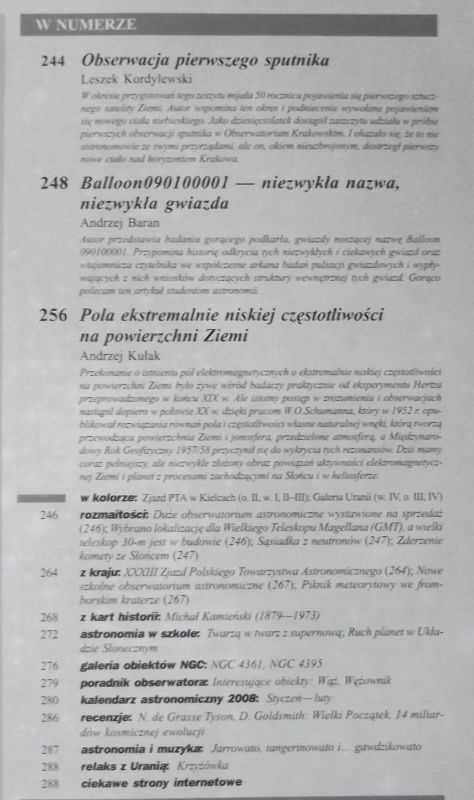 Urania - Postępy Astronomii - 6/2007 - sputnik, podkarły