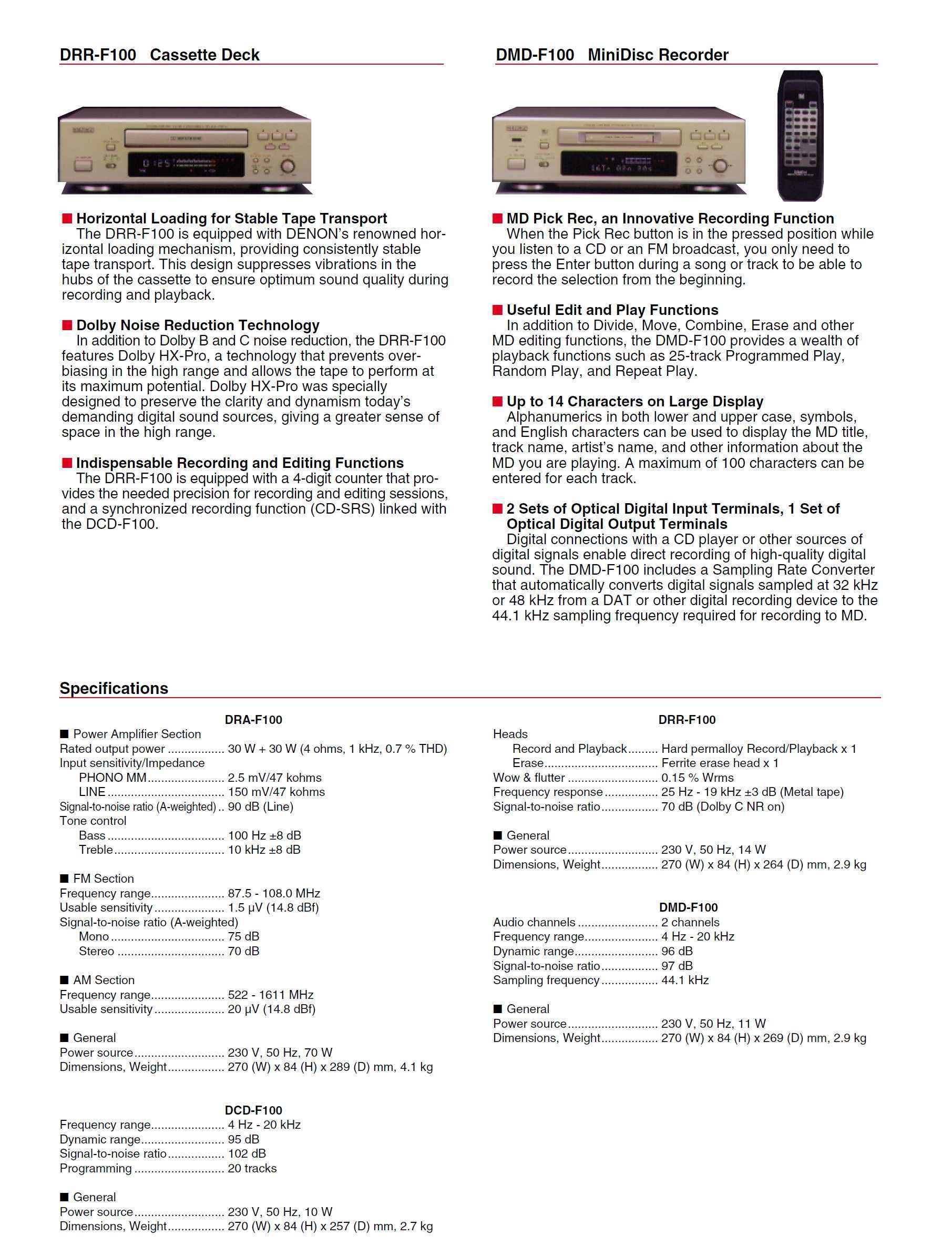 Касетна дека Denon DRR-F 100