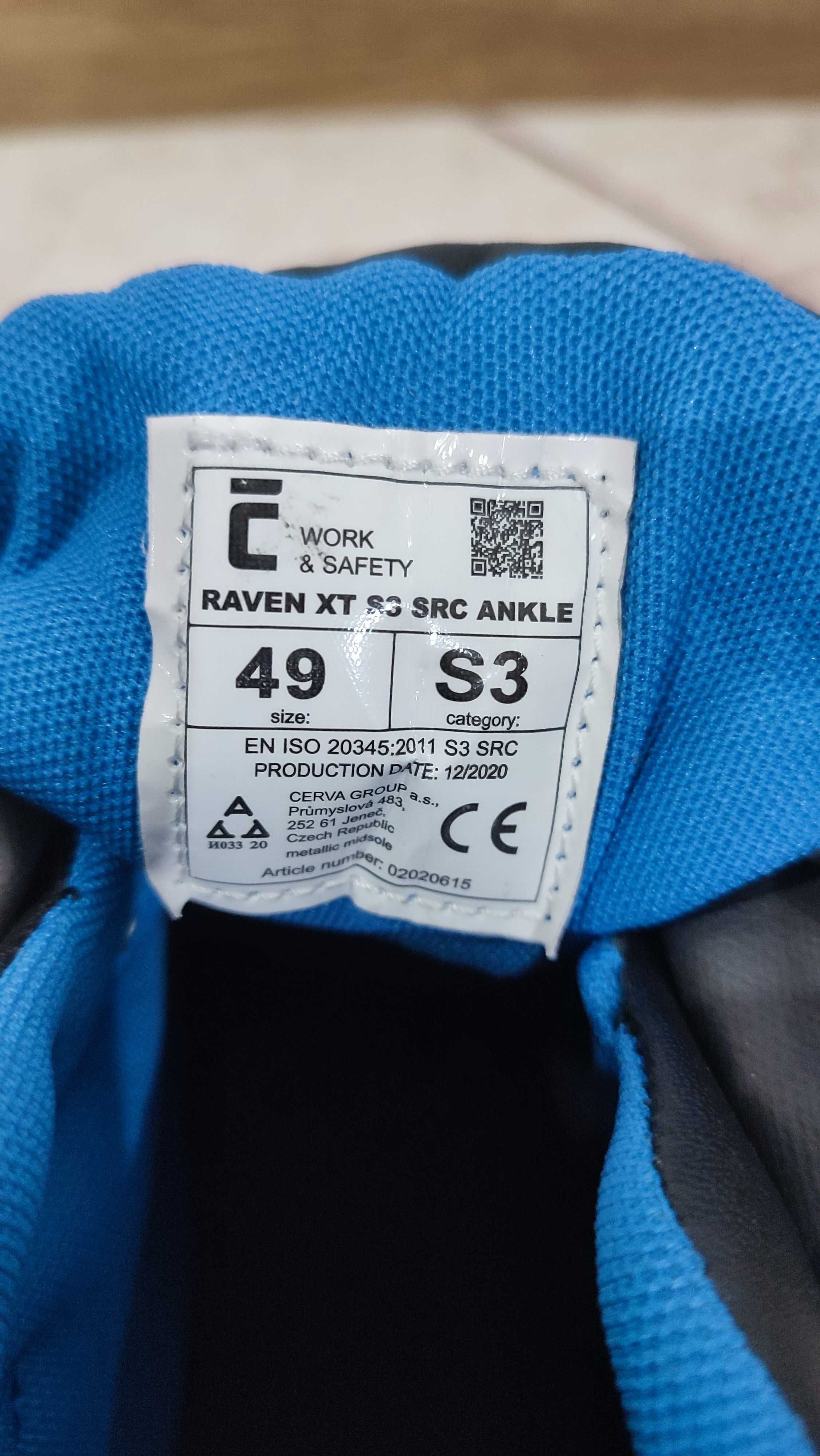 Trzewiki obuwie ochronne S3 RAVEN XT SRC Ankle Cerva  rozm. 49 nowe