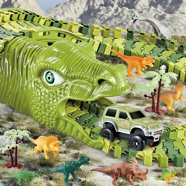 Tor Wyścigowy Dla Dzieci Największy Xxxl 269 + Dinozaury Auto Akcesori