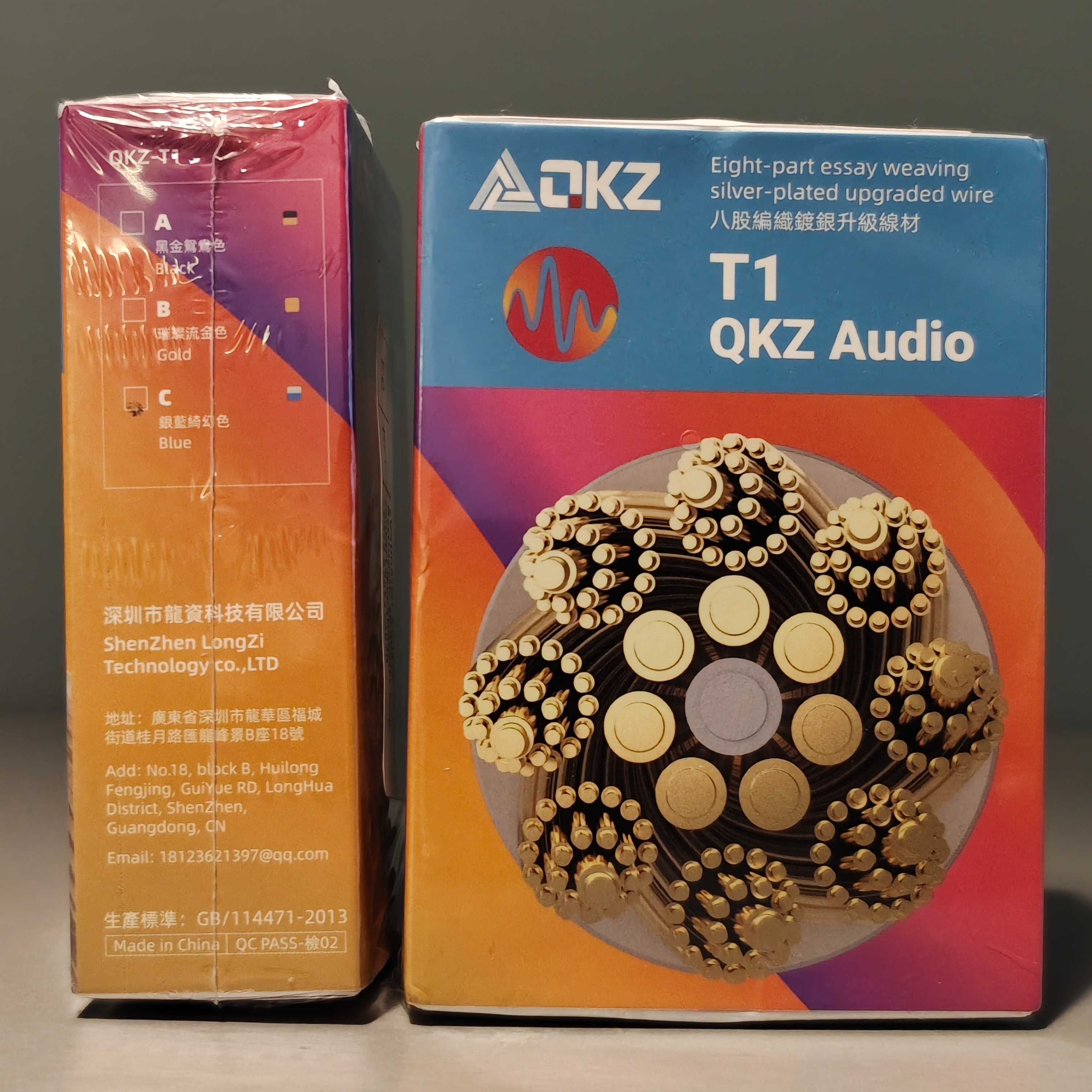 QKZ T1 KZ Kabel słuchawkowy QDC/C-Pin 3.5mm Jack Blue/Gold/Brown