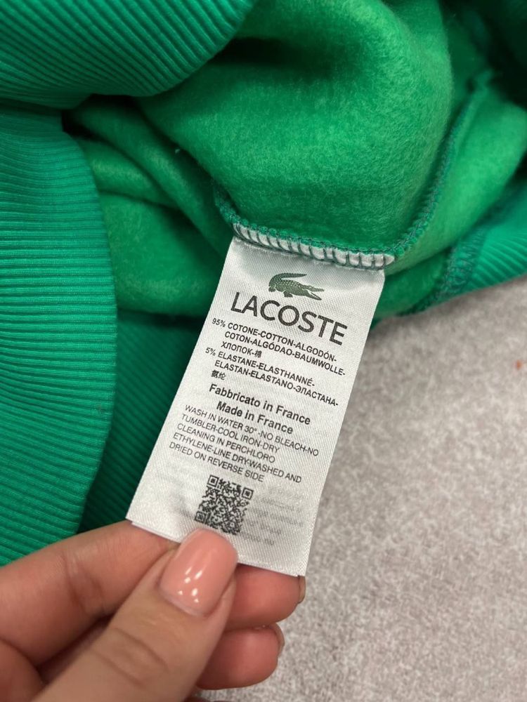 NEW SEASON 2024 Чоловічий лонгслів на флісі Lacoste в зеленому кольорі