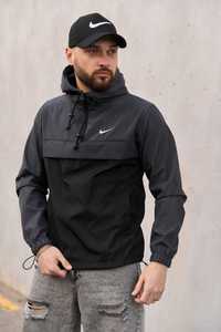 Анорак мужской черный с серым ветровка Nike Найк