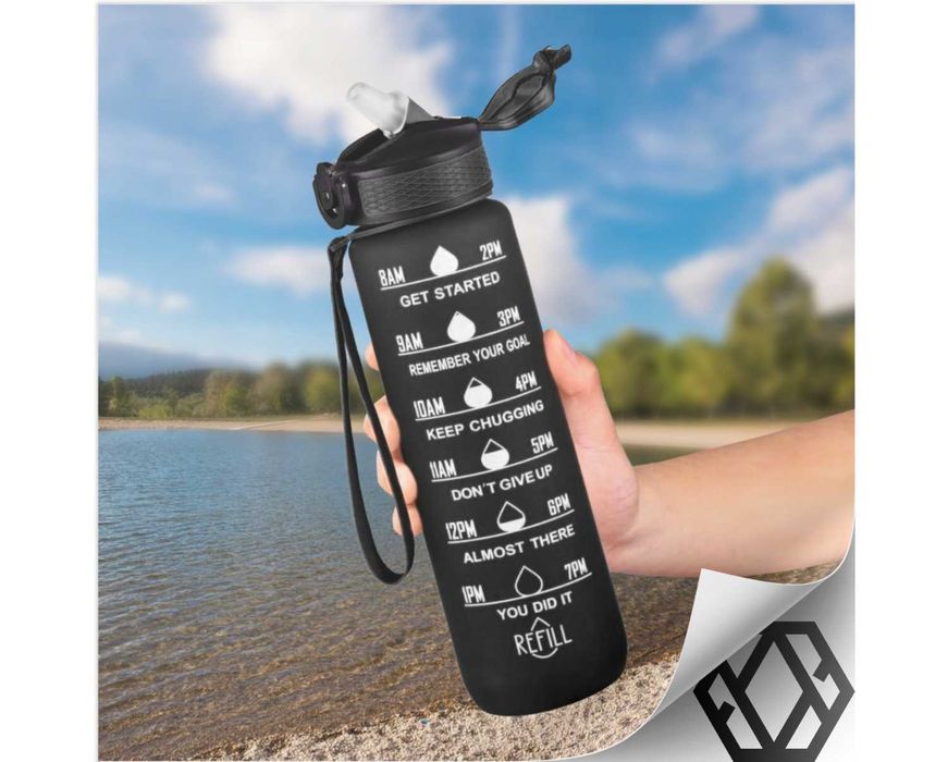 Butelka Motywacyjna Bidon na Wodę Siłownię Sportowy Miarka BPA Free 1L