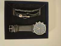 Nowy zestaw zegarek męski marki PIER ONE z kompletem bransoletek
