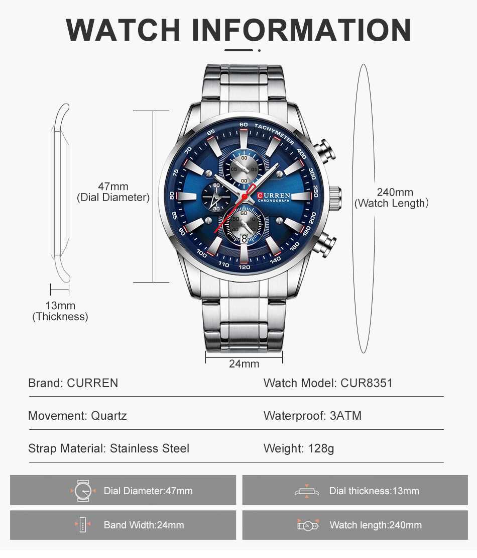 Zegarek męski kwarcowy Curren chronograf datownik