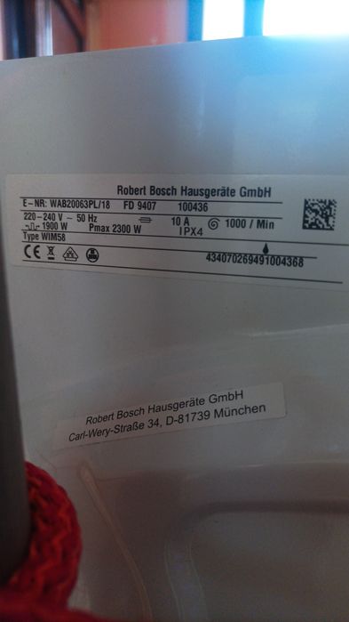 Pralka Bosch serie 2 WIM58 uszkodzona