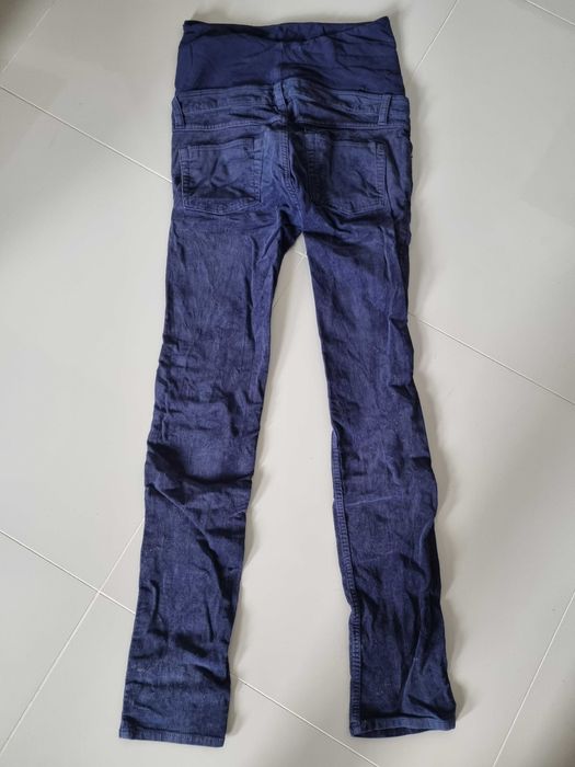Spodnie ciążowe H&M granatowe sztruksowe rozm 36