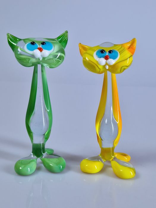 Figurki szklane kociaki luzaki (2sztuki)