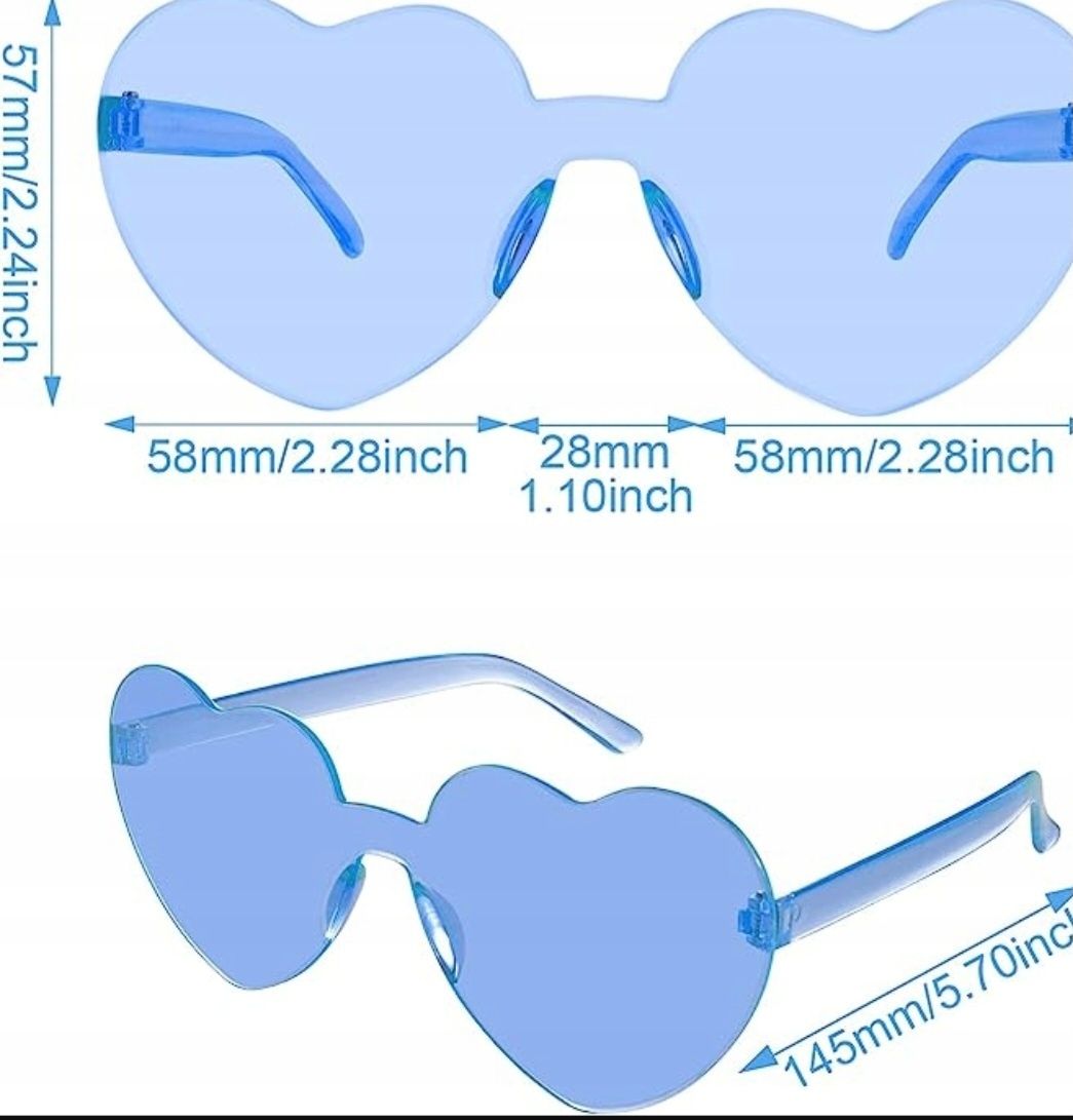 Okulary imprezowe przeciwsłoneczne w kształcie serca 8szt.