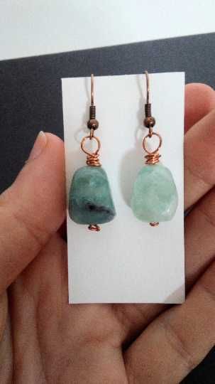 Brincos pedra aventurina verde grande