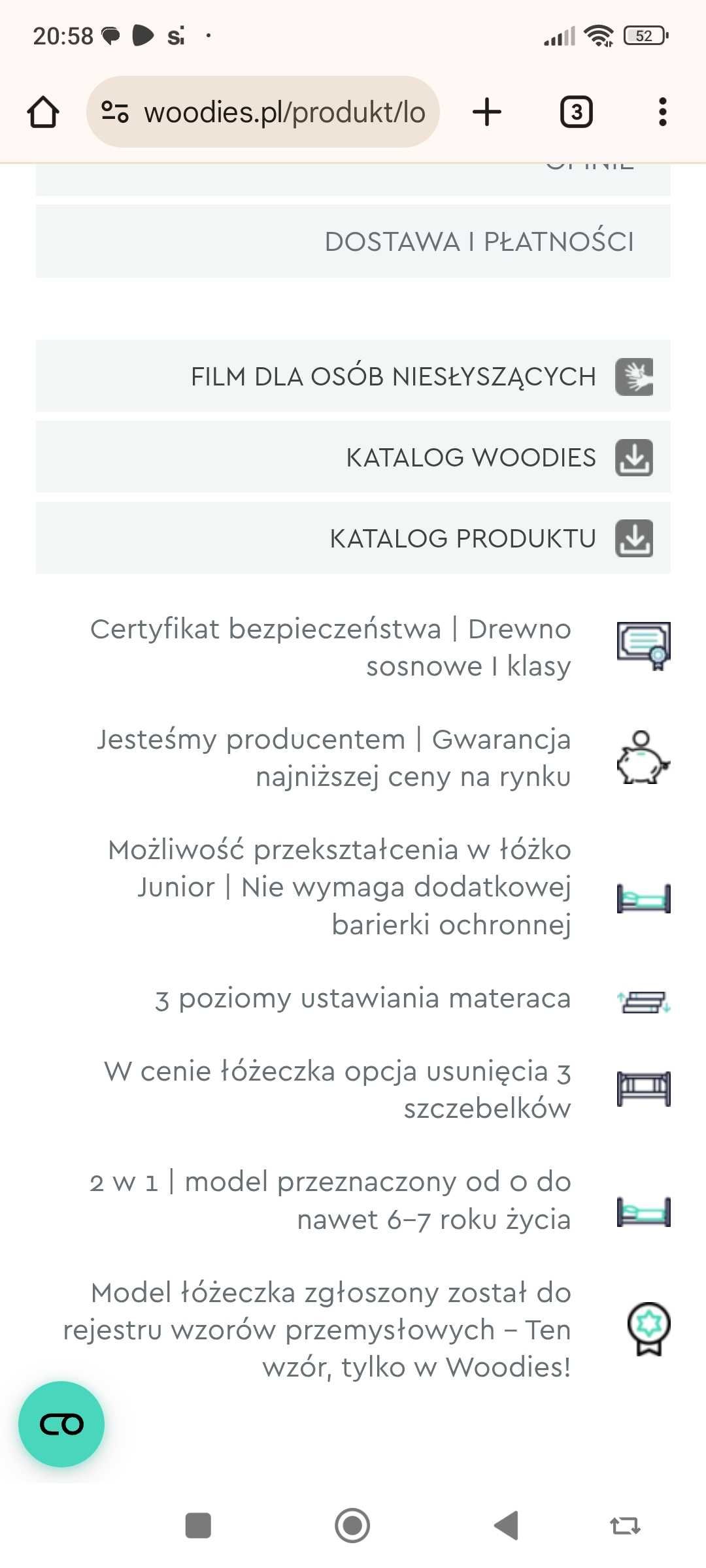 Łóżeczko niemowlęce i dziecięce Smooth Cot Bed 140×70