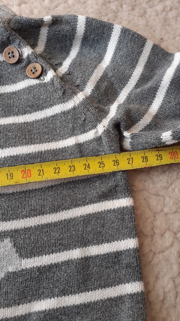 H&M szary sweter w paski kotwica 68 74