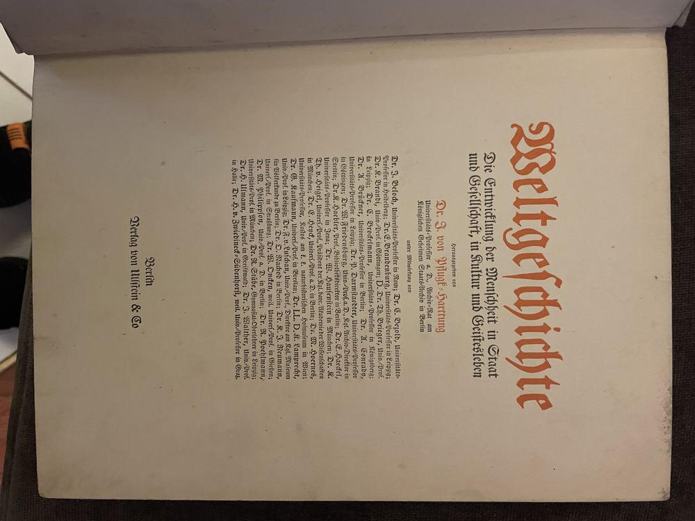Stary niemiecki Atlas WELT GESCHICHTE