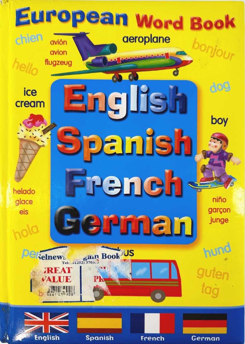 European Word Book English Spanish French German słownik obrazkowy