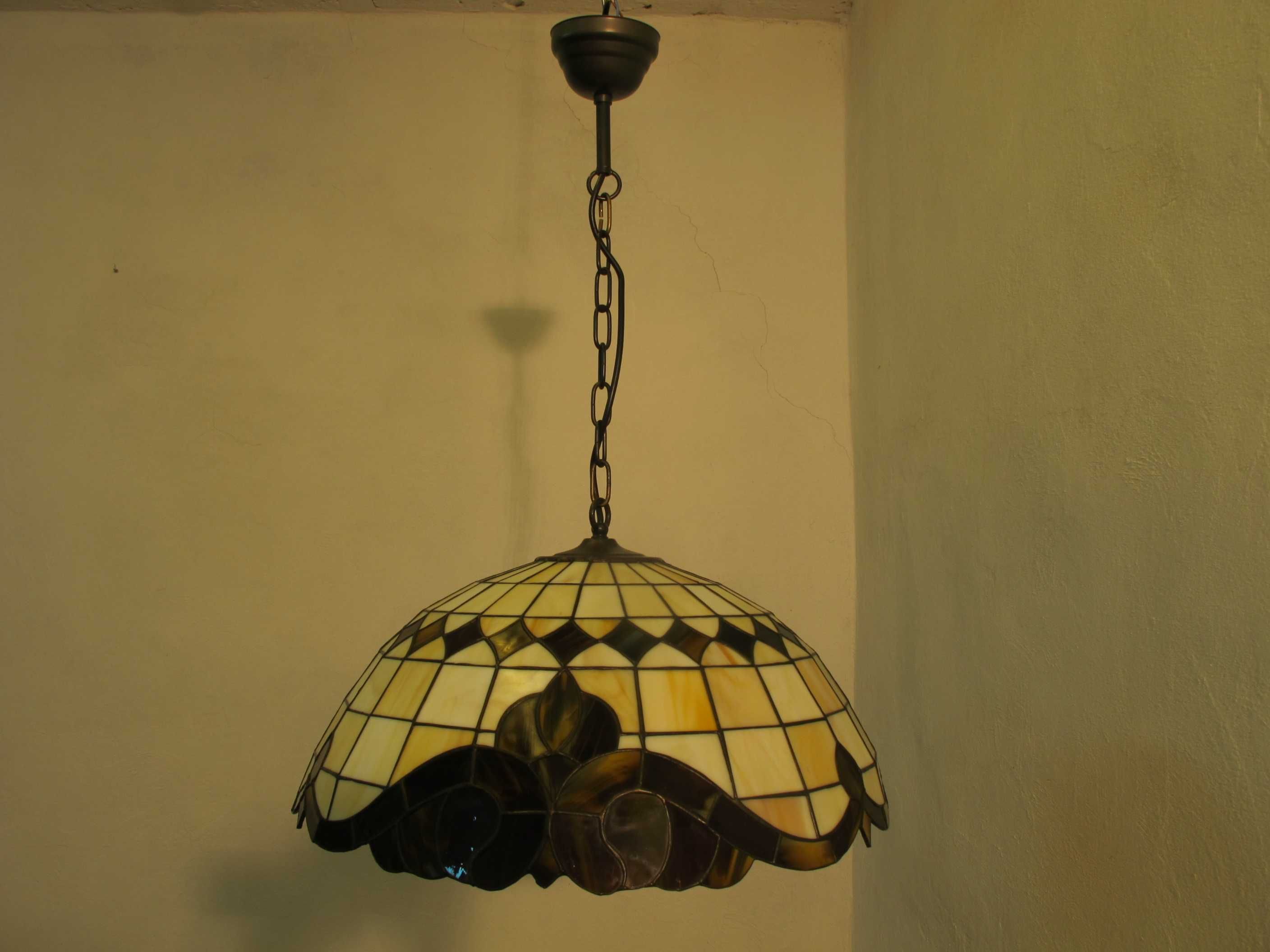 Stylowa sufitowa lampa witrażowa Honsel, Niemcy vintage