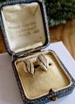 Retro kolczyki niemieckie złoto 14 k diamenty 0.06 ct 3.9g certyfikat