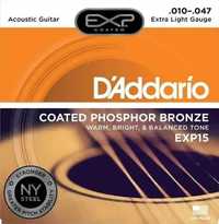 Стуpни для акустичної гітари D'ADDARIO EXP15 EXP COATED PHOSPHOR BRONZ
